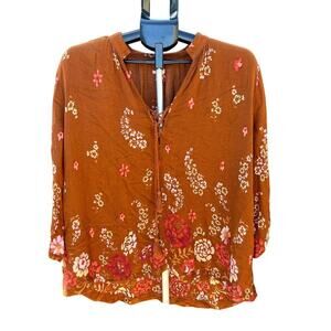 Ecote Urban Outfitters Embroidered Sleeve Boho Top Small